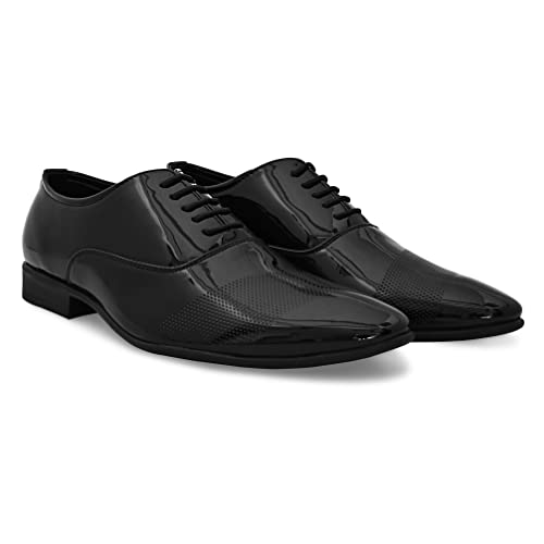 Image of San Frissco mens Ak 1043 San Frissco Men's Formal Shoes Glossy Shine Lace Up Derbys Office Wear Footwear Soft Cushioned Footbed with TPR Sole Lightweight, Flexible and Stylish for Wedding and Parties - 11 (Pine)