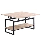 Home Heavenly® - Mesa Centro elevable y Extensible Karl, de Madera y Estructura metálicas. 100x90x47 cm. (Roble Nordish - Negro)