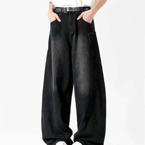Men's Vintage Baggy Jeans Y2K American Style Loose Fit Wide Leg Denim Trousers Streetwear2