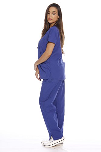 Image of Just Love Women's Medical Scrubs Set, 6-Pocket V-Neck Top & Cargo Pants, Cotton Blend Nursing Uniform