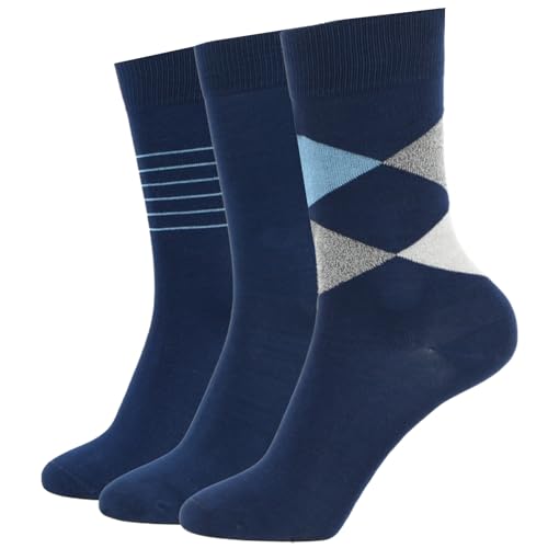 +MD Soft Dress Socks for Men Size 10-13, 3 Pairs Classic Business Crew Calf Socks for Men, Lightweight Breathable Comfort