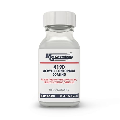 MG Chemicals - 419D-55ML 419D Premium Acrylic Conformal Coating, 55 mL Bottle, IPC 830, UL 94V-0 (File # E203094), Clear, 1.86 Fl Oz (Pack of 1)
