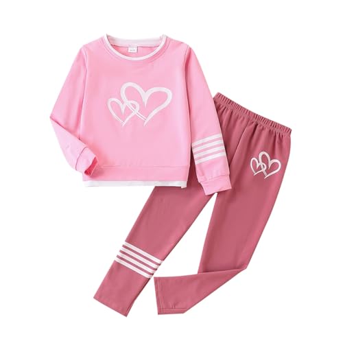 Image of OLMRJKD Kids Toddler Girls Clothes Figure Graphic Drop Shoulder Top Pullover Spotted Print Pants Fall Winter Outfit Set