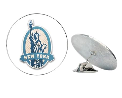 New York USA Statue of Liberty Round Metal 0.75
