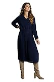 Ulla Popken Damen große Größen Übergrößen Plus Size Kleid, Sweatshirtoptik, Plisseerock, Oversized, Langarm Marine 50+ 801038130-50+