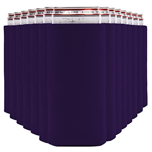 Image of Slim Can Cooler Sleeves (30-Pack) Soft Insulated Slim Can Koolie for White Claw Seltzer & Slim Beer - HTV Blanks for Vinyl Projects - Skinny Can Koolies Bulk - Tall Can Coolies for Slim Cans (Purple)
