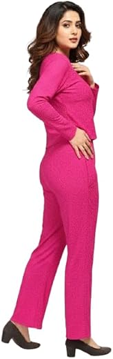 PAARTH ENTERPRISE Stylish Cotton Blend Long Sleeve Crop Top &amp; High Waist Pants Set for (Women &amp; Girls)