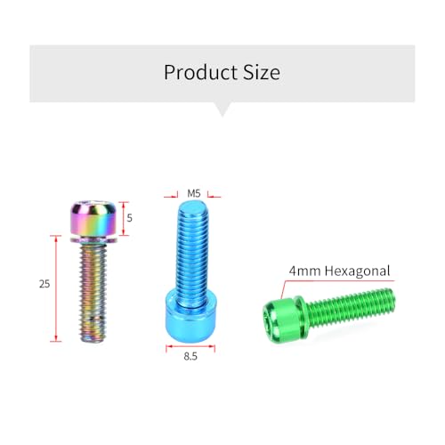 6Pcs Bicycle Stem Bolts, M5/x18 Magnetic Steel Fixing Screws with Washers for Mountain Bike Brake Caliper Bicycles MTB(Blue) - Image 2