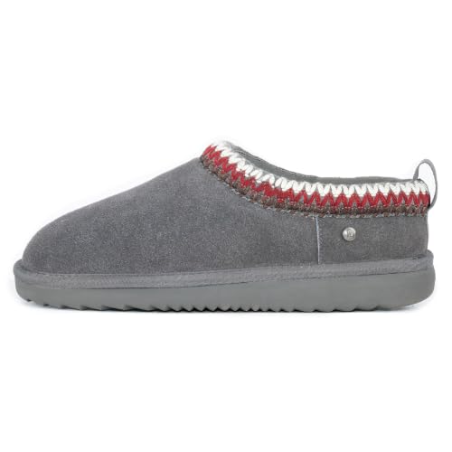 Image of Women's Genuine Shearling Slippers Suede Warm Indoor Outdoor Shoes Rubber Sole