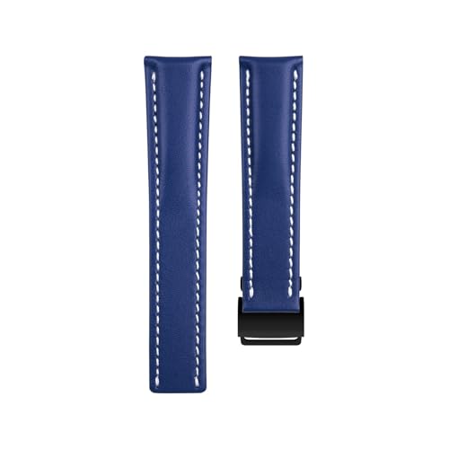 Bracelet de montre en cuir bleu 22-20mm pour Breitling Avenger Colt