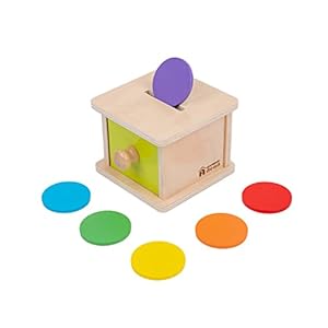 Adena Montessori Coin Box Yellow-Green Door Baby Toys for 6-12 Months 1 2 Years Old Toddlers Infant Toys