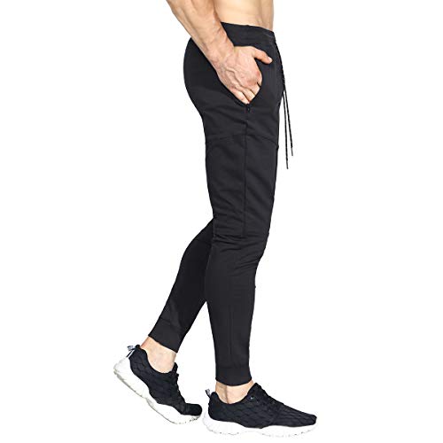 ZENWILL Mens Tapered Workout Running Pants,Gym Jogger Training Sweatpants Slim Fit with Zip Pockets3