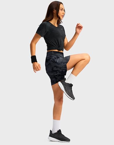 Image of G Gradual Women's Athletic Shorts 6 inch High Waisted Stretchy Bermuda Shorts for Women Quick Dry Summer Casual Shorts