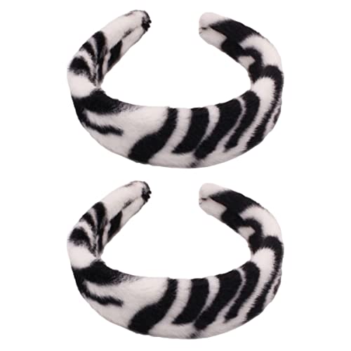 NIYANGLE 2 Piezas diadema con estampado de cebra diademas adornadas para mujer diadema de cebra Tadle for Women peinado diario accesorio de cabeza femenina imitación piel de