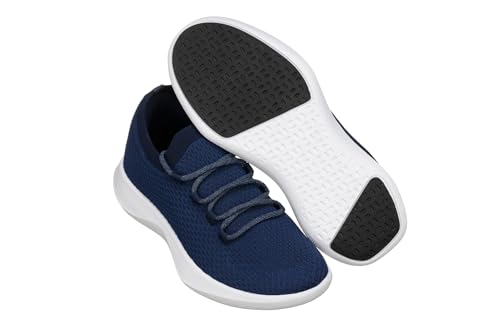 Image of CALTO Men's Invisible Height Increasing Elevator Shoes - Blue /Grey Ultra Lightweight Sporty Sneakers - 2.4 Inches Taller - Q084 - Size 6 D(M) US