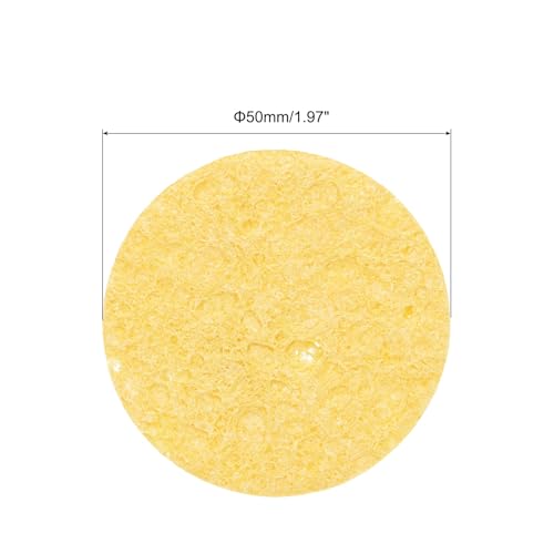 Image of MECCANIXITY 15PCS Soldering Sponge 50mm Round Deep Yellow Cleaning Pad Welding Tip Iron Replacement for Cleaning Soldering Iron 1mm Natural Thickness 6mm Water Absorption Thickness