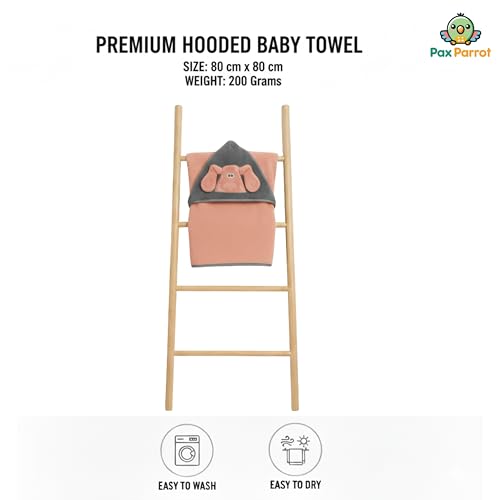 Image of Ultra-Soft Baby Hooded Towel - Coral Velvet Wrap Your Little One in Softness and Joy, Hypoallergenic & Super Absorbent Bath Wrap for Newborns & Toddlers | Cute Animal Design (0-5 Years) (Coral)