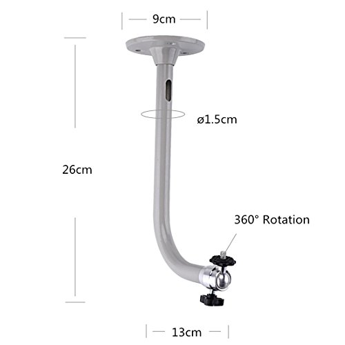 Ivosmart Aluminum Wall Ceiling Mount Bracket For Mini Projector, Cctv Dvr Camera, Home Surveillance System With 9.3" Extension Pole #TOP2