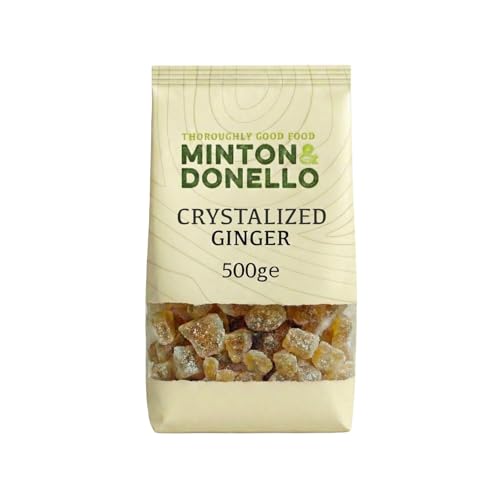 Minton & Donello Crystallised Ginger 500g Diced Ginger with Sweet & Spicy Kick Great for Baking Recipes Snacks Desserts & Homemade Ginger Chews