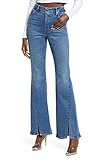 Good American Good Legs Flare Twisted Slit Jeans, Indigo, 12
