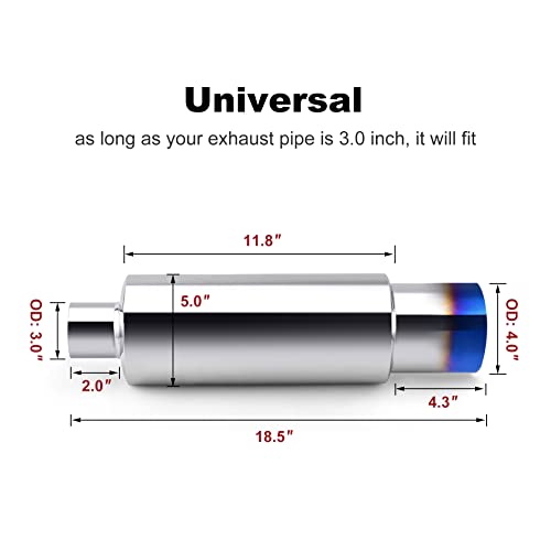 Evil Energy EV01583 Exhaust Muffler,Stainless Steel Exhaust Tip,Universal 18.5 Inch Length thumb #1