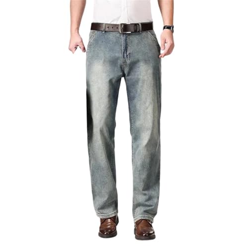 Men's high-Waisted, Loose Straight-Leg Casual Jeans with Pockets, Versatile and Versatile