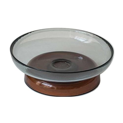 Platos de frutas de vidrio Frutero de cristal moderno y ligero, frutero redondo de gran capacidad con base, utilizado for sala de estar, salón o decoración del hogar Bandeja para fruteros(Grey)
