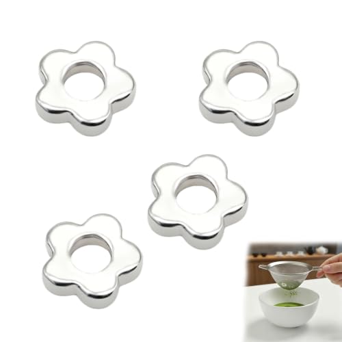 4pcs Matcha Sieve Flower-Shaped Fine Mesh Strainer Matcha Sifter Beads Stainless Steel for Tea Ceremony Kitchen Barista Smooth Clump-Free Powder