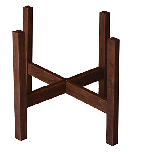 Soporte de planta moderno de mediados de siglo con patas cuadradas, soporte de maceta, hecho a mano en Canadá, madera de nogal, decoración para el hogar retro (12, marrón) Cover