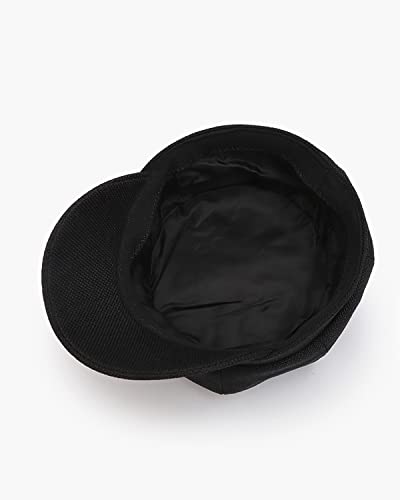 Brim Beret Cap For Women, Plain Beret Cap With Bee Badge, Stretch Beret Cap For All Seasons, Painters Hat With Flaps (Black) #TOP4