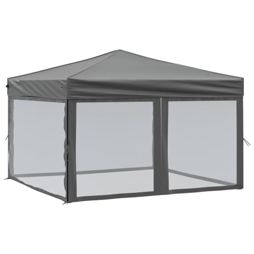 vidaXL Carpa para Fiestas Plegable con Paredes Pabellón de Eventos Tienda Cenador Jardín Patio Exterior Camping Acampadas Gris Antracita 3x3 m