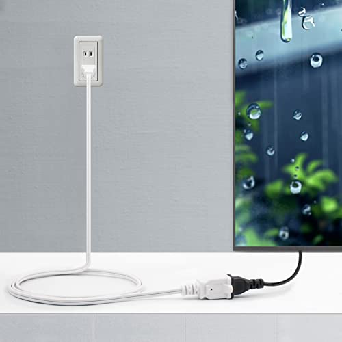 Image of 2 Pack 5ft 2 Pin Extension Cords, US Male /Female Power Cord for NEMA 5-15P to NEMA 5-15R (5ft) White