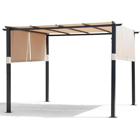 Bigzzia 10x10 Ft Metal Pergola with Canopy Cover