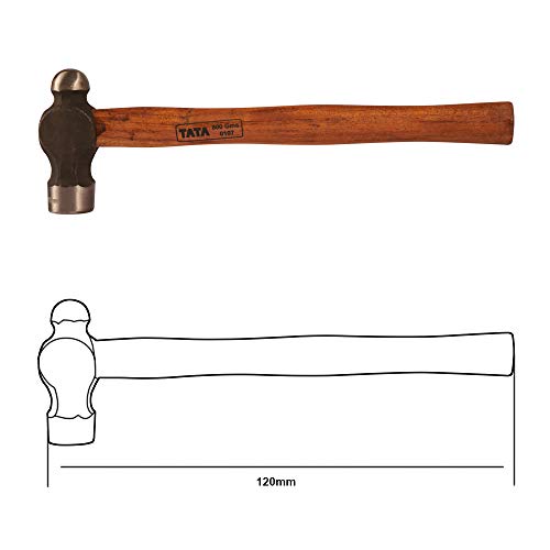 Image of TATA AGRICO Ball Point Hammers with Wooden Handle | Wooden Handle | Heat Treatment Drop-Forged Hammerhead for Pulling nails | Demolition work | Splitting Wood | Brown And Gray (800 Gms)-Set Of 1Pcs