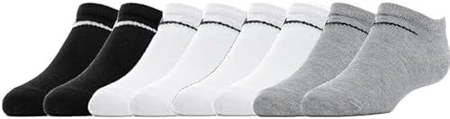 Nike Little Boys Lightweight No Show Socks 8 Pack - All Day Comfort for Active Kids with Secure Fit