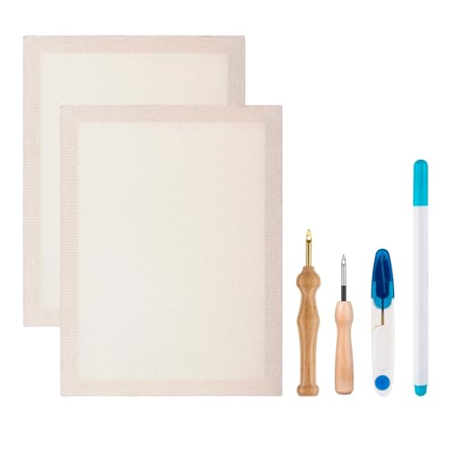 Image of Zuaooz 2PC 11.8''x15.7'' Punch Fabric Frame, Punch Needle Kit with 3.5mm & 5mm Needles, Marking Pen & Scissors for DIY Craft Decoration