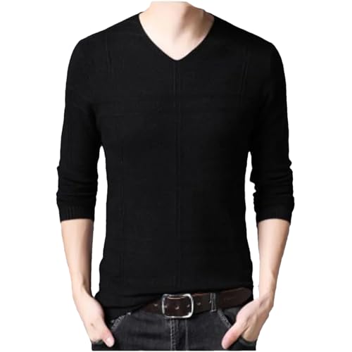 Men V-Neck Sweaters Fashion Spring Autumn Casual Long Sleeve Slim Fit Pullover