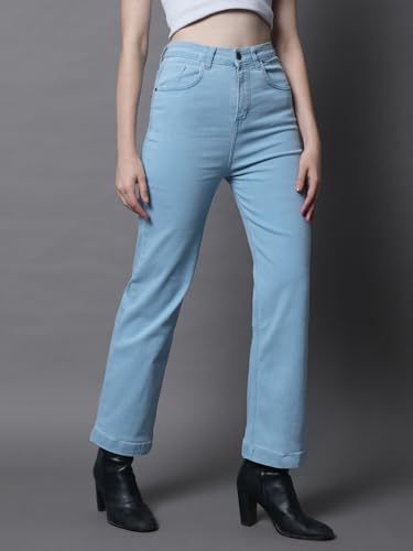 Image of HIGH STAR Women High Rise Wide Leg High-Rise Clean Look Stretchable Jeans