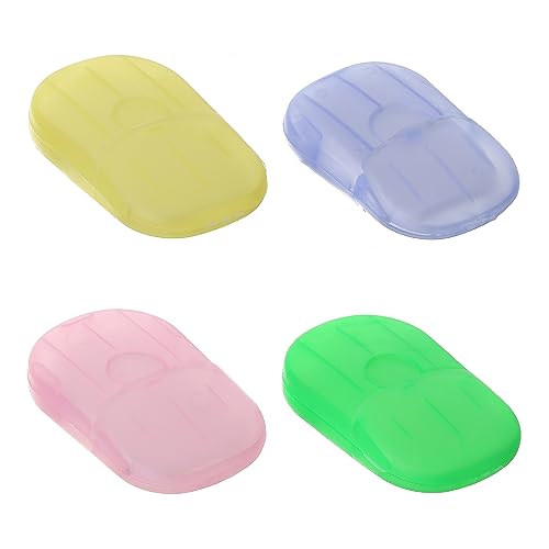 JSKWIKE 4 Boxen Seife Papier Seifenblätter Blätter Seife für Unterwegs Einweg Papier Seife Seifenblätter Reisen Tragbare Papier mit Kunststoffbox für Unterwegs Reisen Camp Outdoor