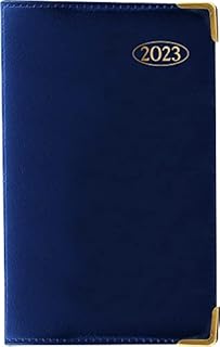 2023 Slim Week to View PVC Leather Effect Diary with Metal Corners | Personal Notes |Year Planner (Blue)
