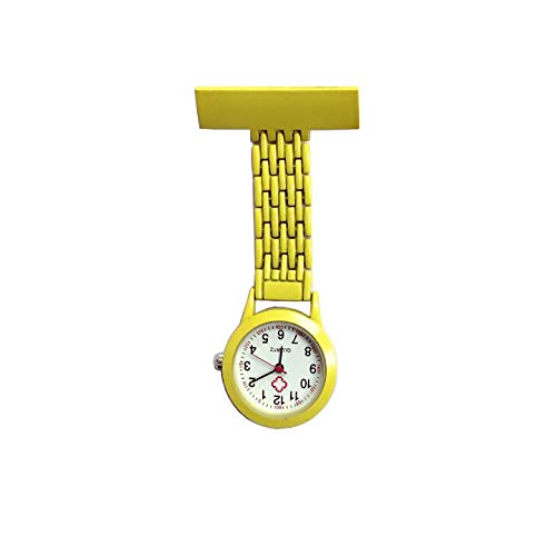 Unisex Krankenschwesteruhr Analog Quarz，Modetrend Plattenspieler Legierung Krankenschwester Uhr, Arzt tragbare Taschenuhr-gelb，Schwesternuhr mit