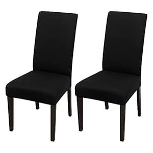 JQinHome Dining Chair Covers Dining Room Chair Slipcovers 2 Pack High Stretch Removable Washable Parsons Chair Slipcover for Home Party Hotel Wedding Ceremony Black