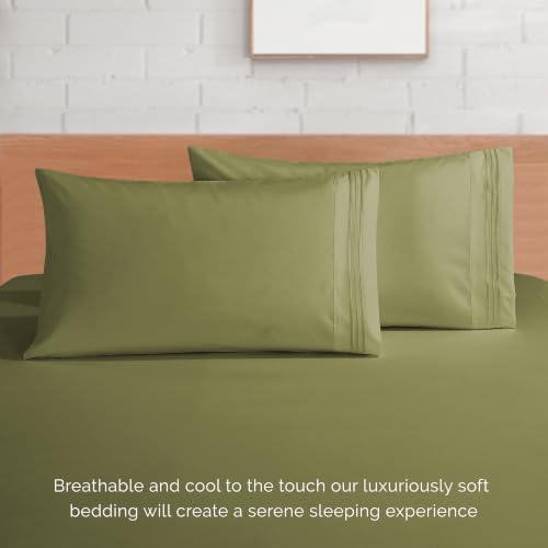 Image of Elegant Comfort Luxury Soft 1500 Premier Egyptian 4-Piece Premium Hotel Quality Wrinkle Resistant Coziest Bedding Set, All Around Elastic Fitted Sheet, Deep Pocket up to 16inch, King, Sage /Green