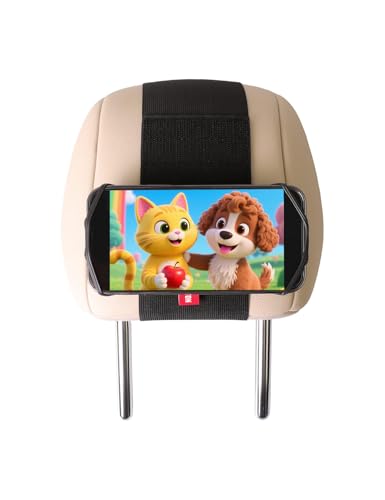 Silicone Car Phone Holder, Adjustable Phone Mount Holders for Your Car Headrest Compatible with iPhone 17 16 15 14 13 Pro Max and other 3.5 - 7 Inch Cell Phones Mount for Kids in Back Seats - Black