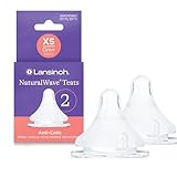 Lansinoh NaturalWave Baby Bottle Teats - Anti-Colic Air Vent - BPA & BPS-Free - Clinically Proven to Reduce Nipple Confusion - Compatible with Lansinoh Bottles (Extra Slow Flow, 1 Pack)