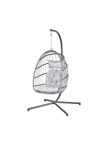 Econohome Hanging Egg Chair with Stand - Indoor/Outdoor Swing Hammock Chair with Plush, Washable Cushions, 350LBS Capacity, Ideal for Relaxation in Bedrooms, Balconies, Gardens, and Patios