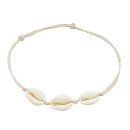 Selfmade smycken fotkedjor med Kauri musslor färg natur handgjord tygband med 3 Cowrie Shells handgjord dam fotkedja justerbar Cowrie Shell vristlänk