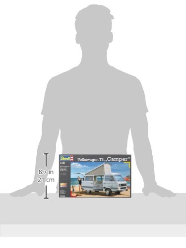 Revell Modellbausatz VW T3 Bulli Camper 1:25 I Detaillierte Nachbildung des ikonischen VW Busses I Präzise Details und originalgetreue Karosserie I Level 3 für EIN umfassendes BAU-Erlebnis