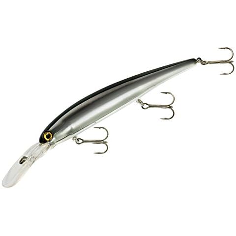 BANDIT LURES Walleye Deep Minnow Jerkbait Fishing Lure, Fishing Accessories, Dives ro 27-feet Deep, 4 3/4', 5/8 oz, Chrome Black Back, (BDTWBD231) Cover