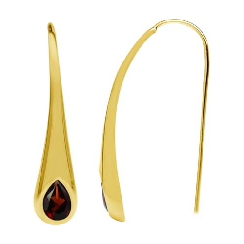 Silvershake 1.54 CTW 7X5mm Natural Pear Shape Red Garnet 18K Yellow Gold Plated 925 Sterling Silver Modern Style Hook Earrings January Gemstone Birthstone by Silvershake - Used condition - US$18.53